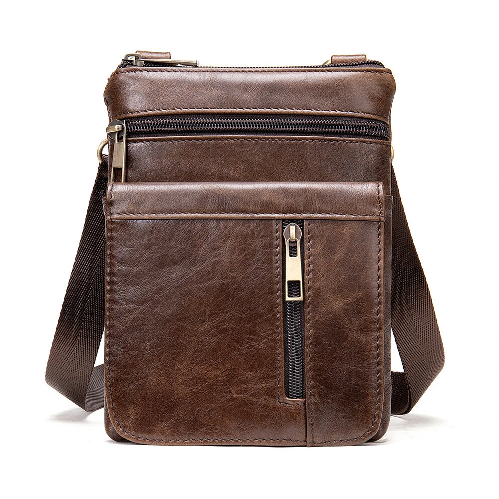 Ekphero Men Vintage Genuine Leather Shoulder Bag Small Messenger Bags Large Capacity Business Casual Crossbody Bag (image for) Ekphero Men Vintage Genuine Leather Shoulder Bag Small Messenger Bags Large Capacity Business Casual Crossbody Bag