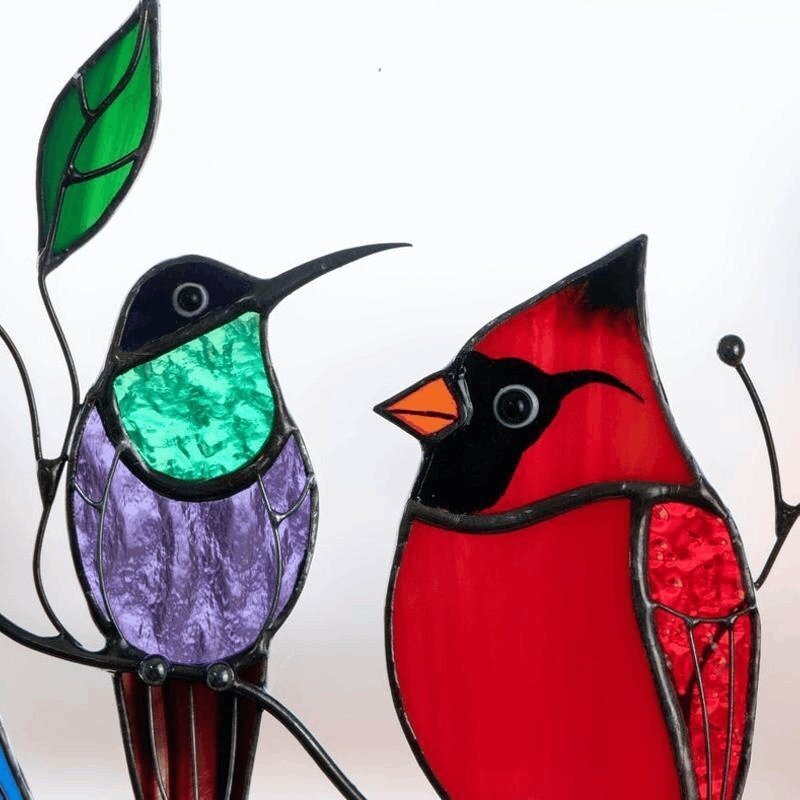 (image for) 🔥Hot Sale🐦The best Christmas Gift-Birds Stained Window Panel Hangings🎁