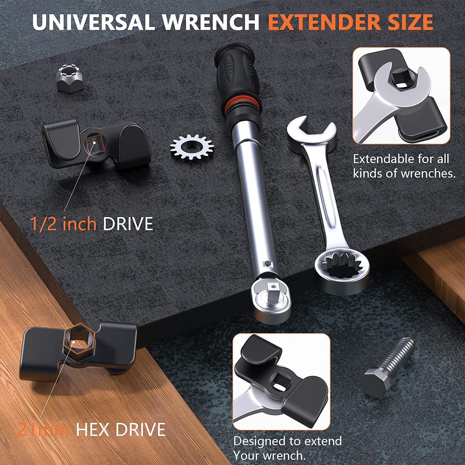 (image for) 💥Factory Clearance Sale With 50% Off💥Wrench Extender Wrench Conversion Adapter Driver 1/2 inch Wrench Extender Adaptor