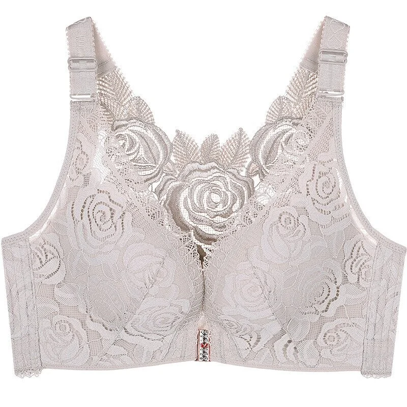 (image for) (🔥2022 NEW YEAR PROMOTION🔥) Rose Embroidery Front Closure Wirefree Bra🧡