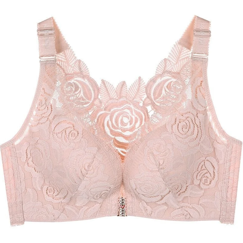 (image for) (🔥2022 NEW YEAR PROMOTION🔥) Rose Embroidery Front Closure Wirefree Bra🧡