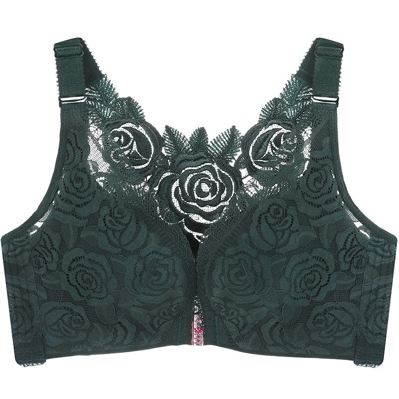 (image for) (🔥2022 NEW YEAR PROMOTION🔥) Rose Embroidery Front Closure Wirefree Bra🧡