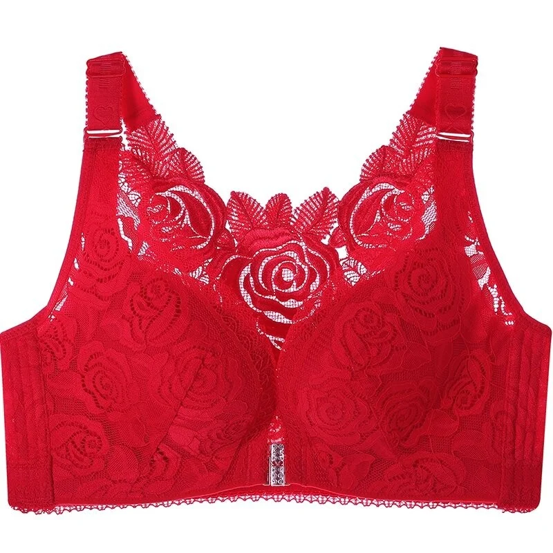 (image for) (🔥2022 NEW YEAR PROMOTION🔥) Rose Embroidery Front Closure Wirefree Bra🧡