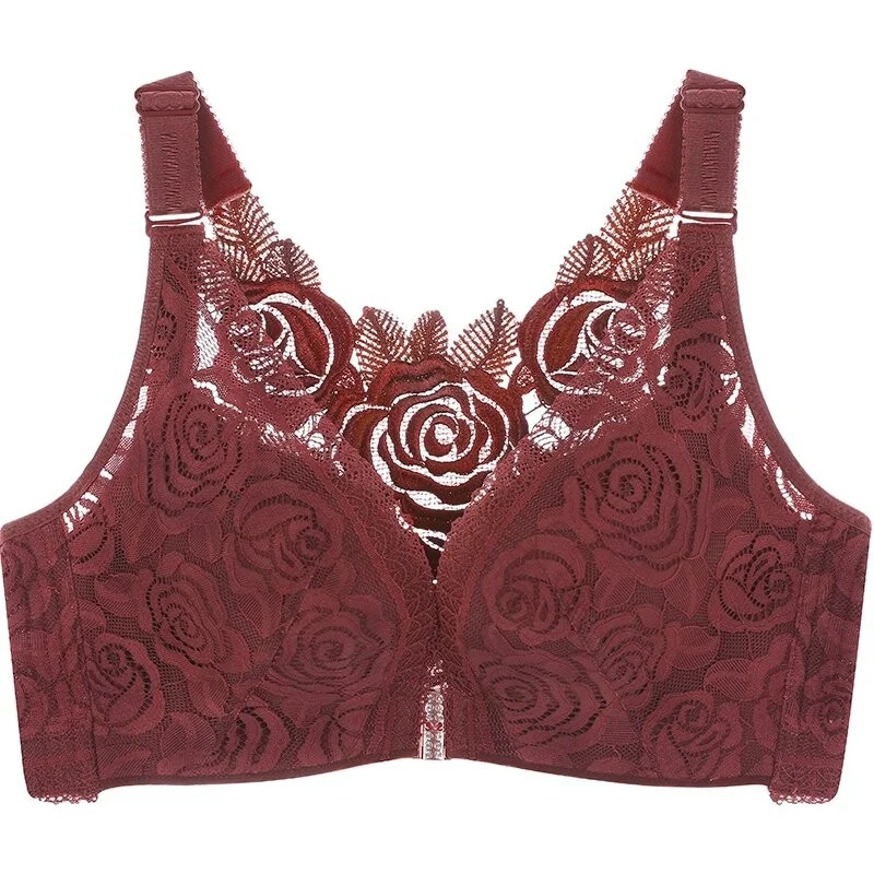 (image for) (🔥2022 NEW YEAR PROMOTION🔥) Rose Embroidery Front Closure Wirefree Bra🧡