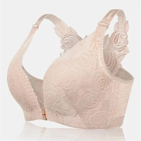 (image for) (🔥2022 NEW YEAR PROMOTION🔥) Rose Embroidery Front Closure Wirefree Bra🧡