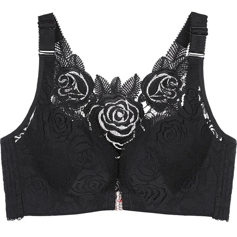 (image for) (🔥2022 NEW YEAR PROMOTION🔥) Rose Embroidery Front Closure Wirefree Bra🧡