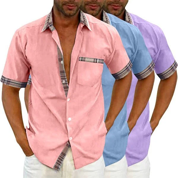 (image for) Men's Casual Plaid Collar Button Summer Shirt