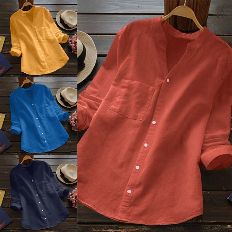 (image for) Linen Cotton Casual Loose Shirt-Buy 2 Free Shipping