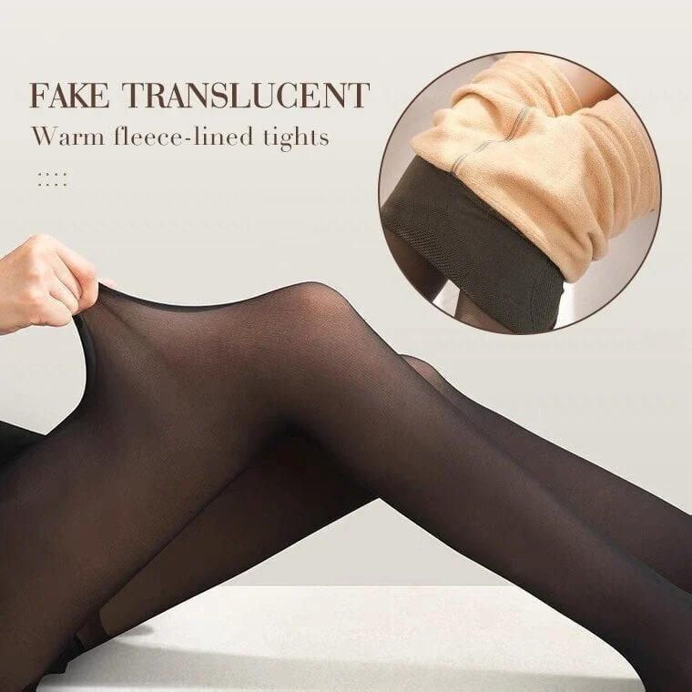 (image for) Flawless Legs Fake Translucent Warm Plush Lined Elastic Tights